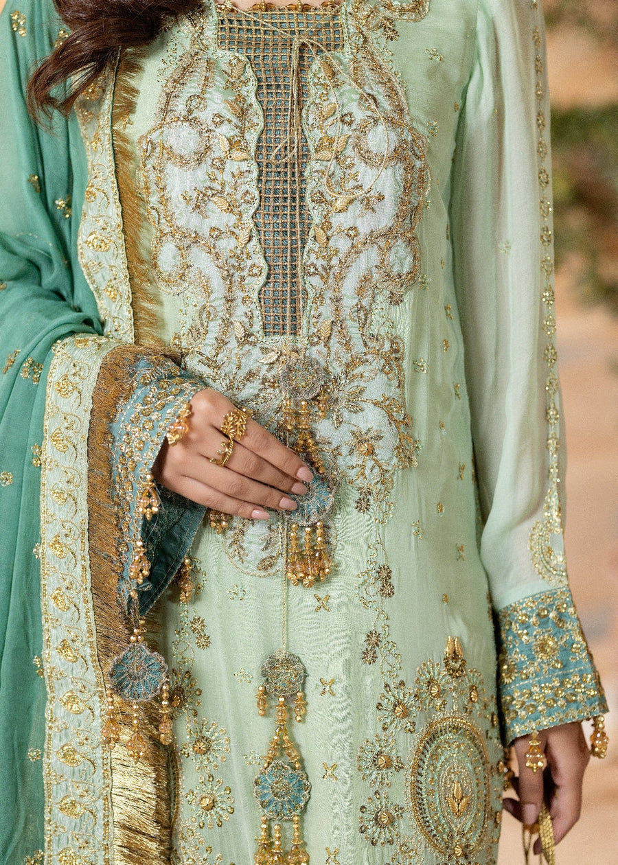 rang-e-bahar Chiffon Mint green 4Pc suit SJ-1021-S