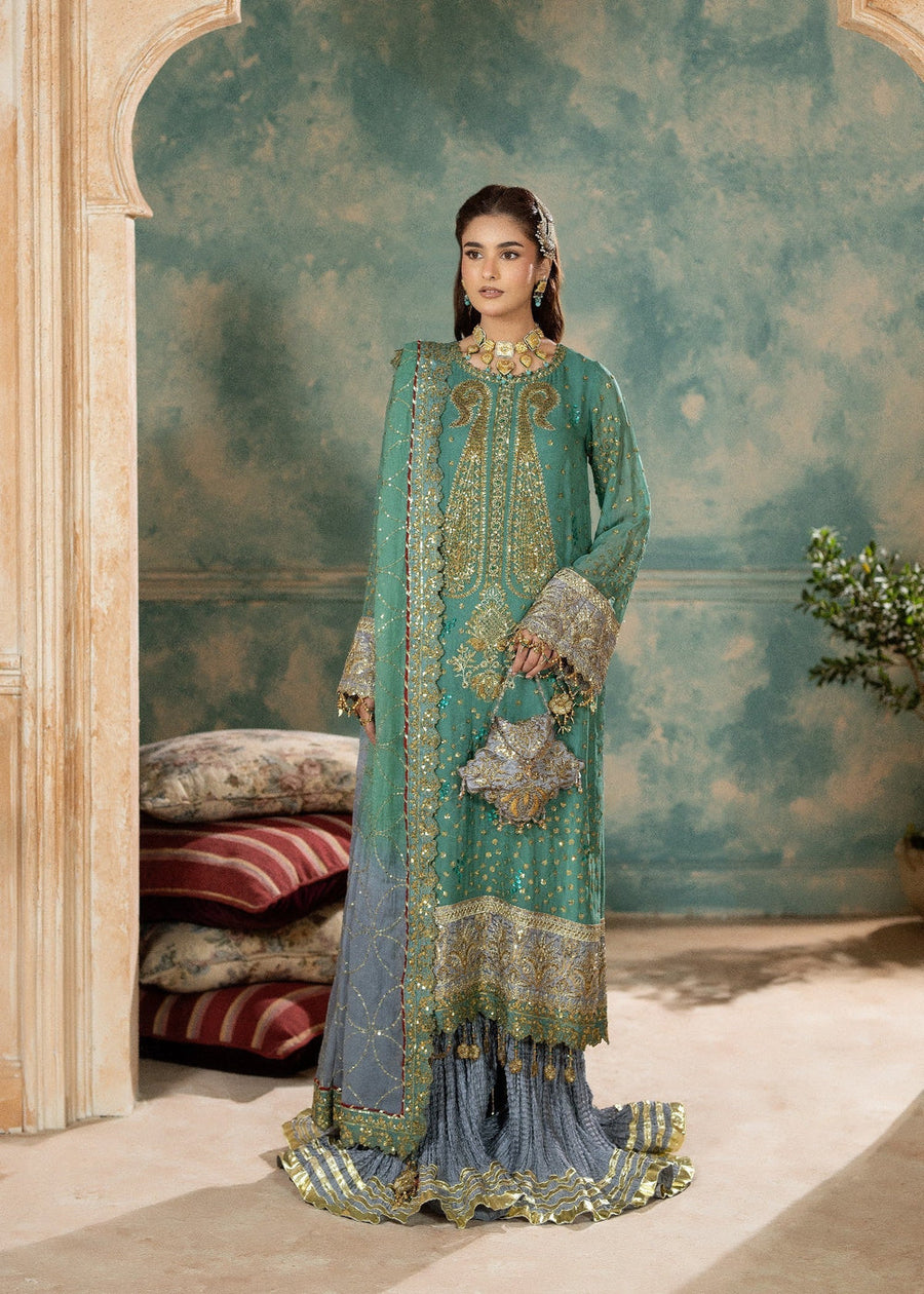 rang-e-bahar Chiffon Green 4Pc suit SJ-1022-S
