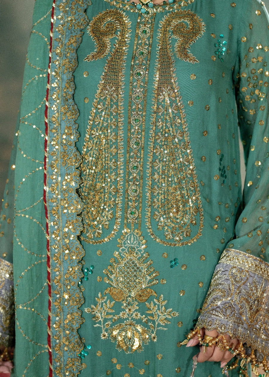 rang-e-bahar Chiffon Green 4Pc suit SJ-1022-S