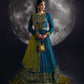 rang-e-bahar Chiffon Teal 4Pc suit SJ-1003-S