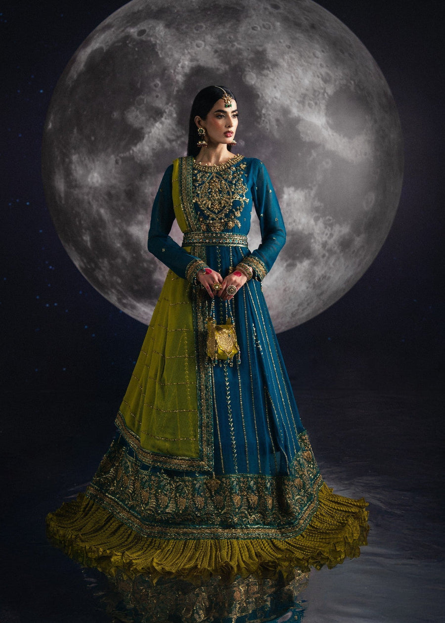 rang-e-bahar Chiffon Teal 4Pc suit SJ-1003-S
