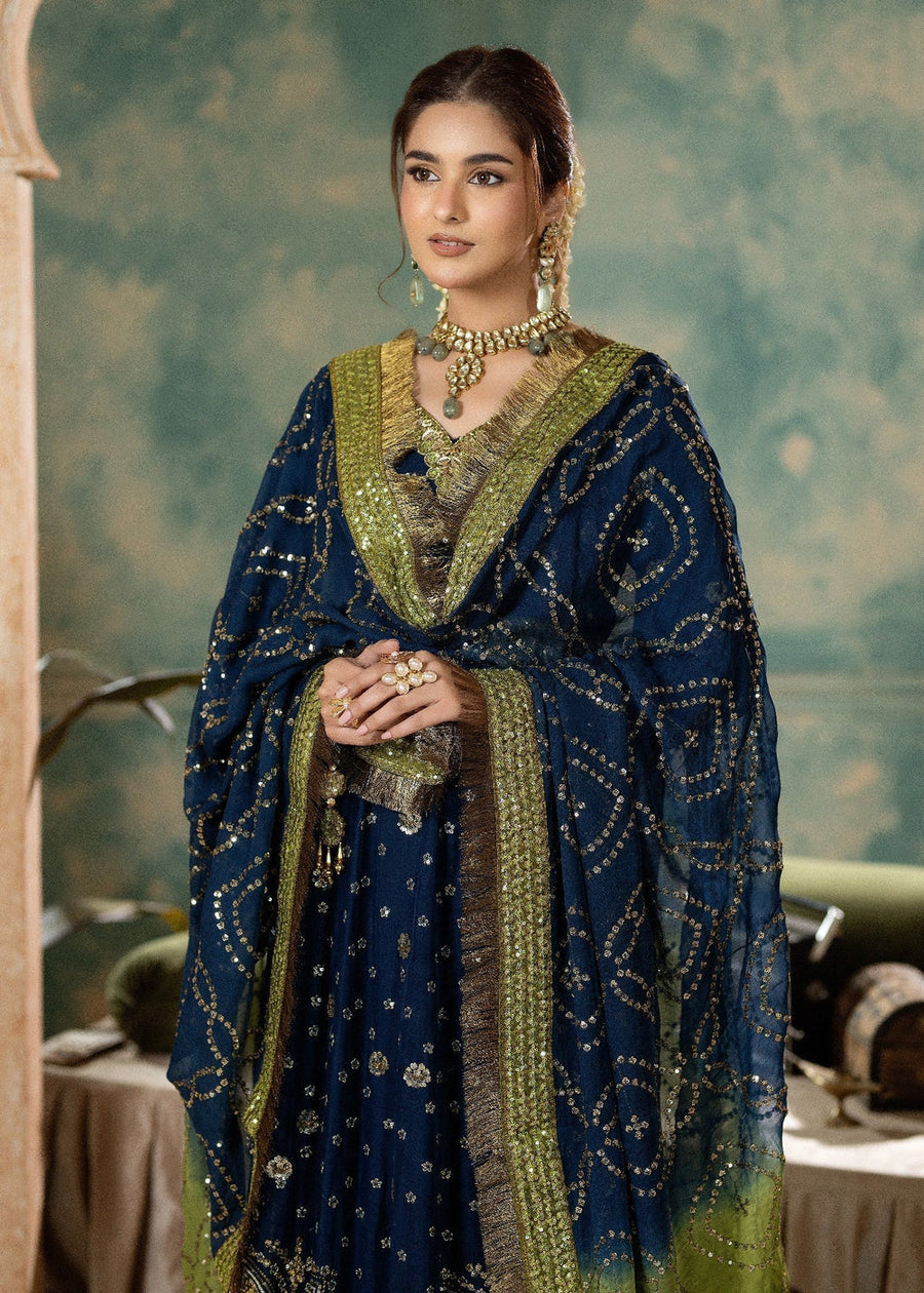 rang-e-bahar chiffon midnight blue 4Pc suit SJ-1020-S
