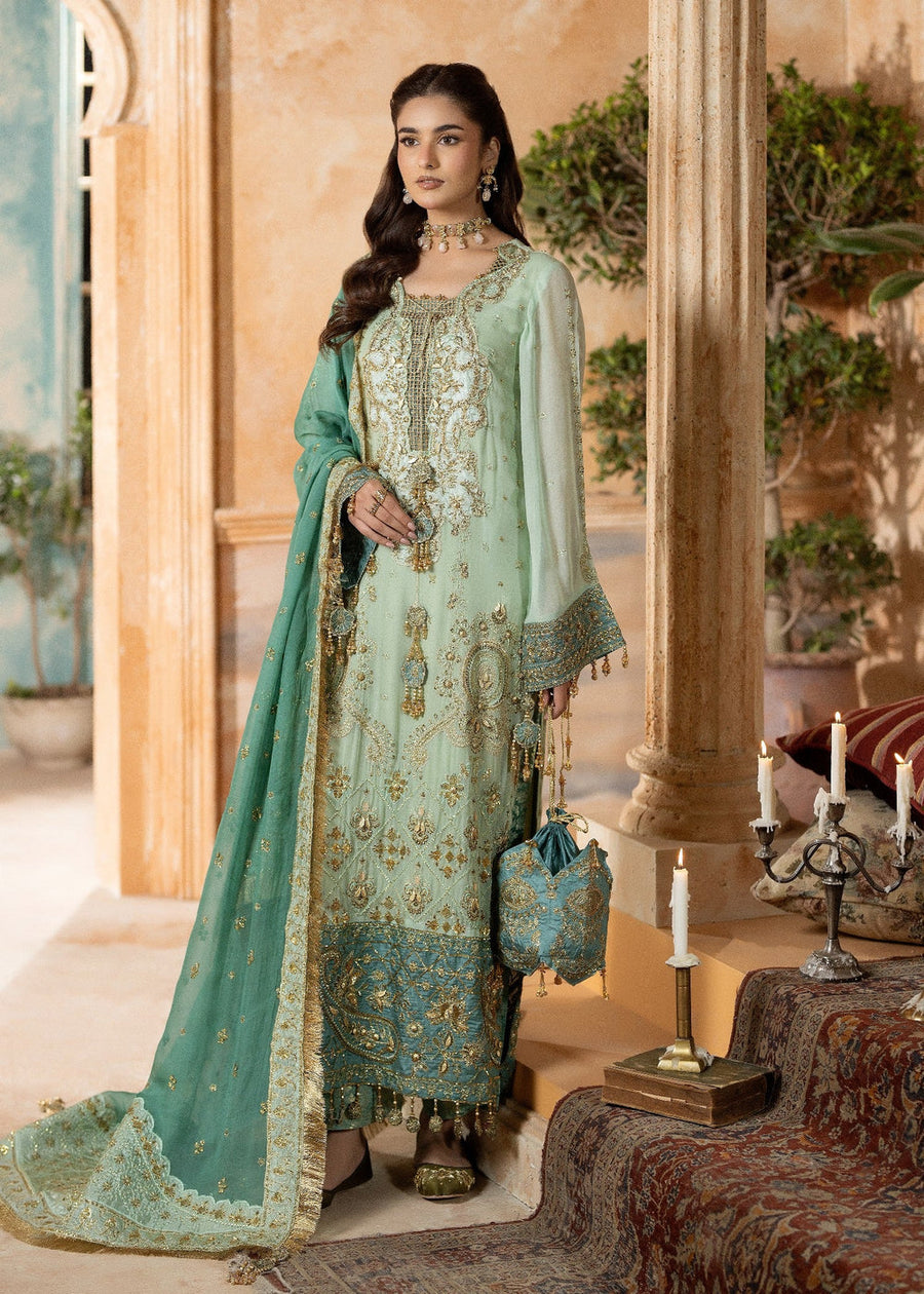 rang-e-bahar Chiffon Mint green 4Pc suit SJ-1021-S