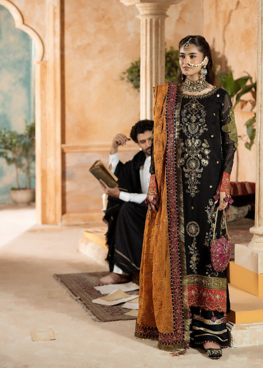 rang-e-bahar Chiffon Black 4Pc suit SJ-1019-S