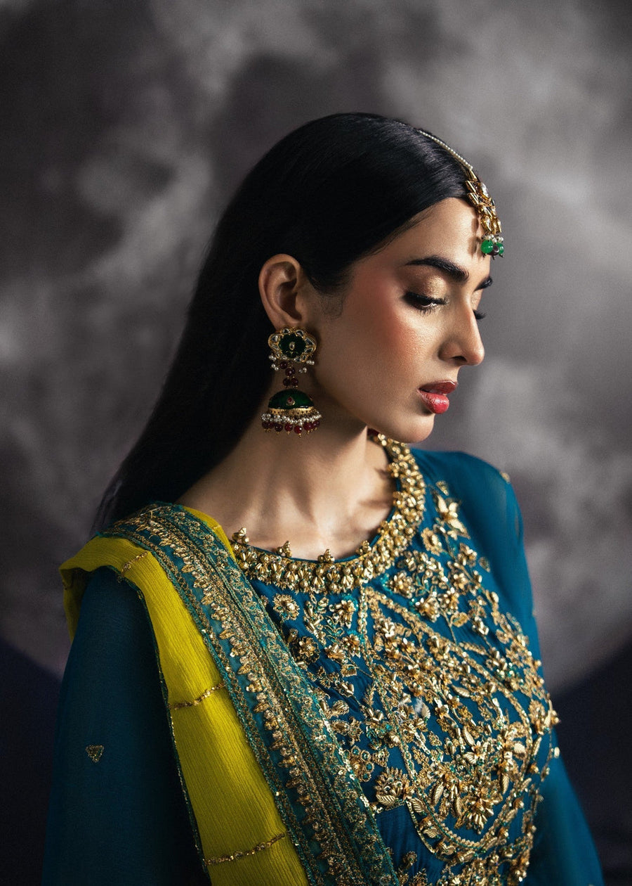 rang-e-bahar Chiffon Teal 4Pc suit SJ-1003-S