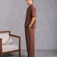 Brown Cotton Blended Coord Set - 2PC - Men