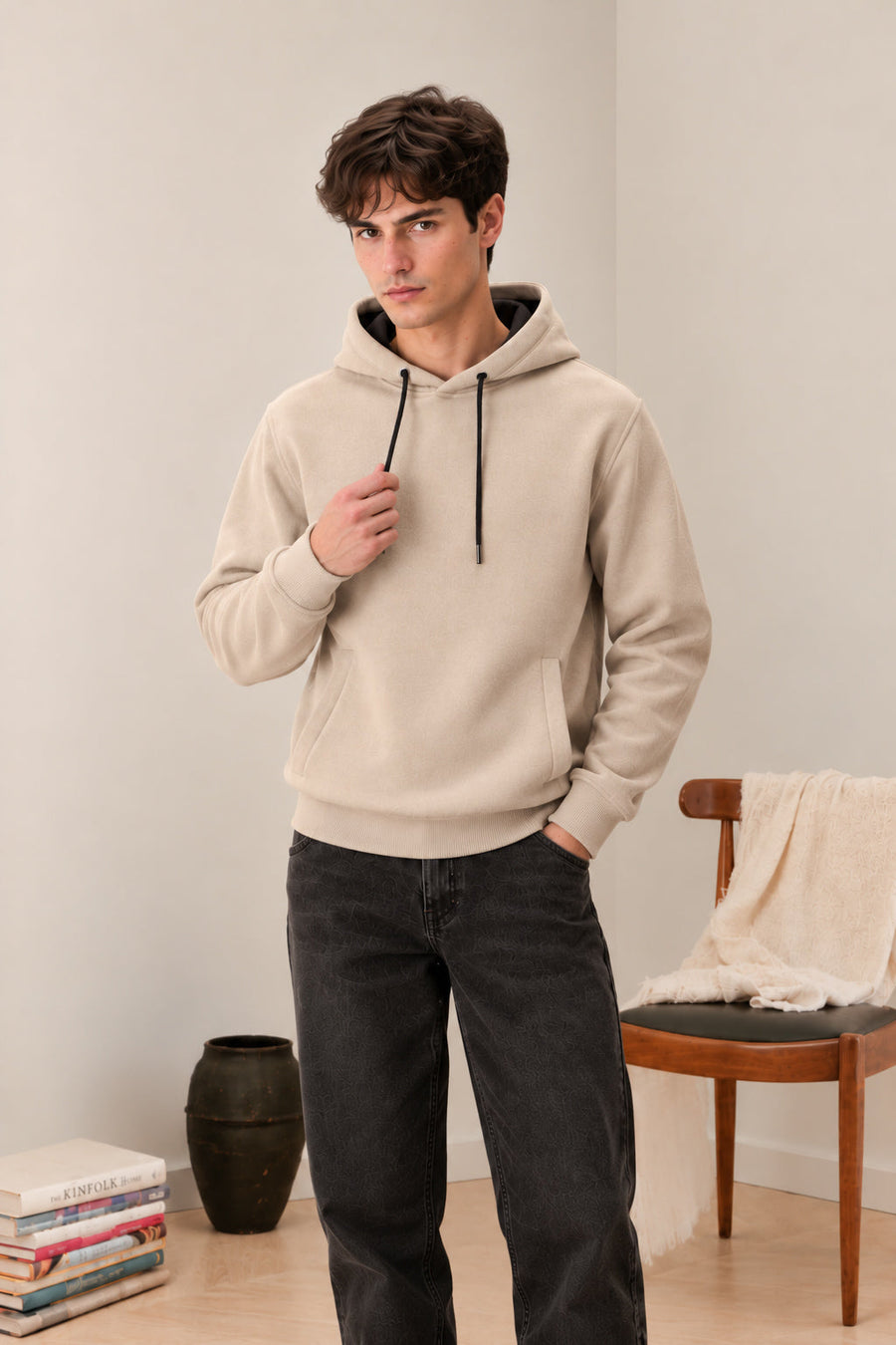 Beige Fleece Hoodie