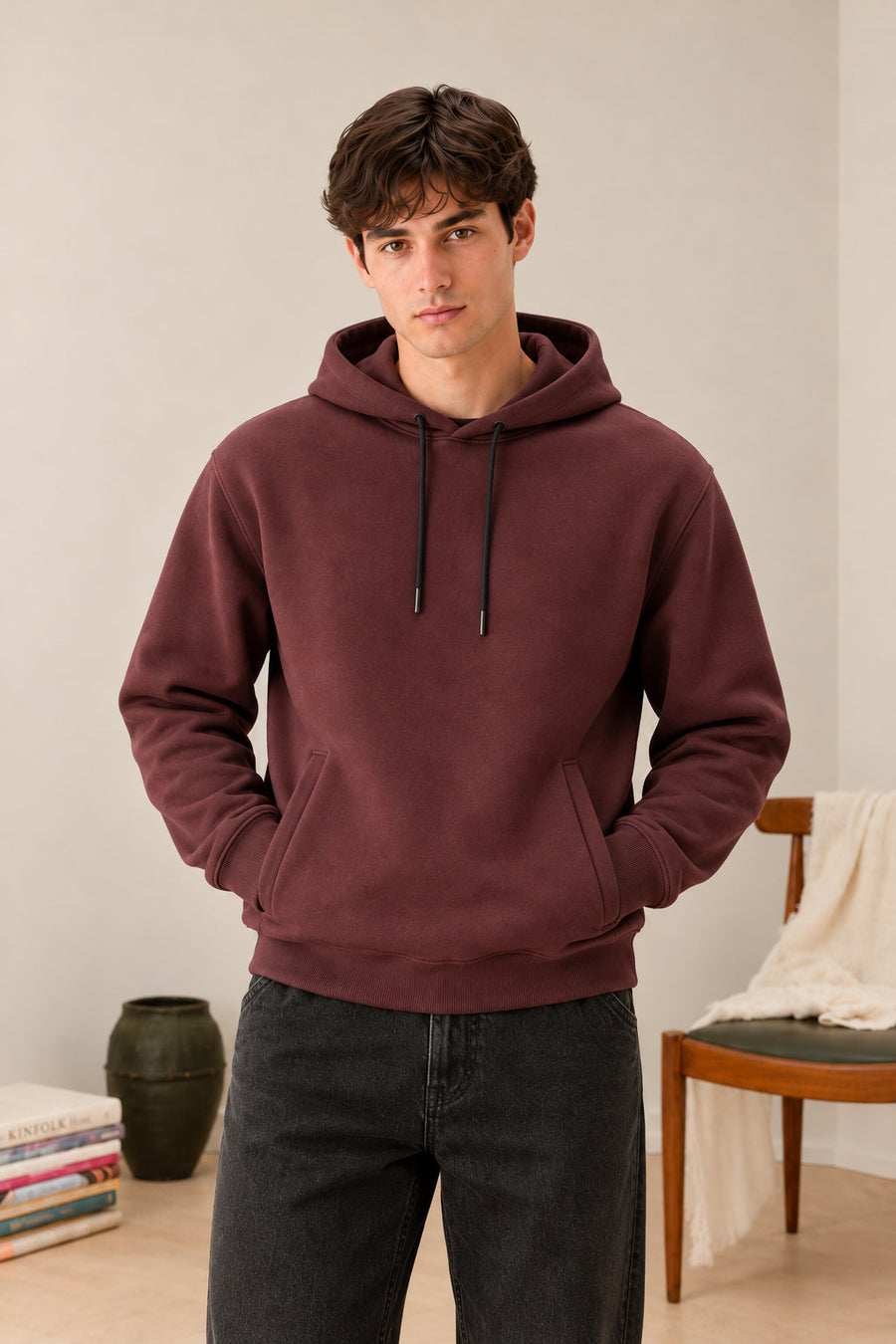 Deep Burgundy Fleece Hoodie