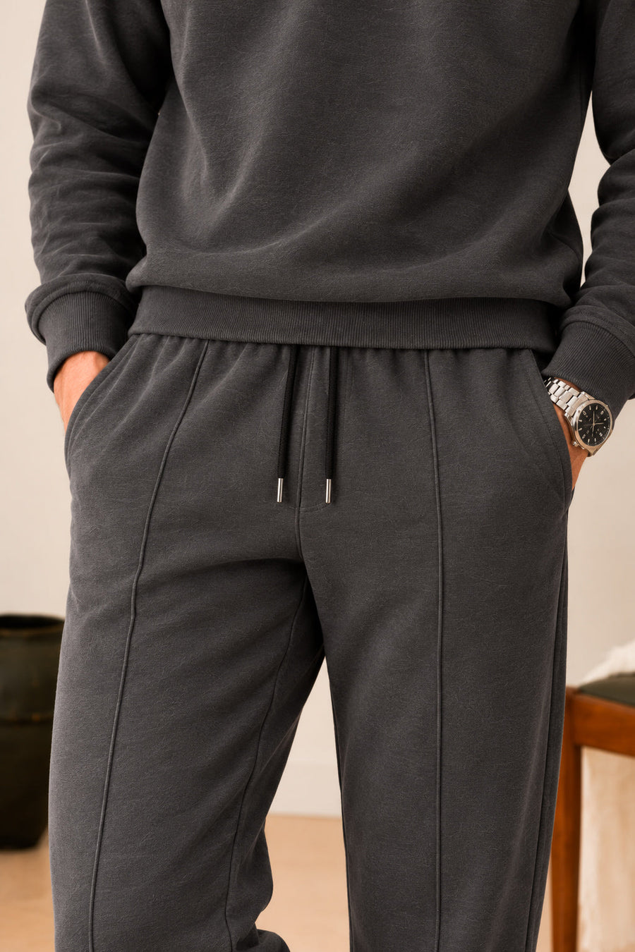 Deep Grey Interlock Co-ord Set