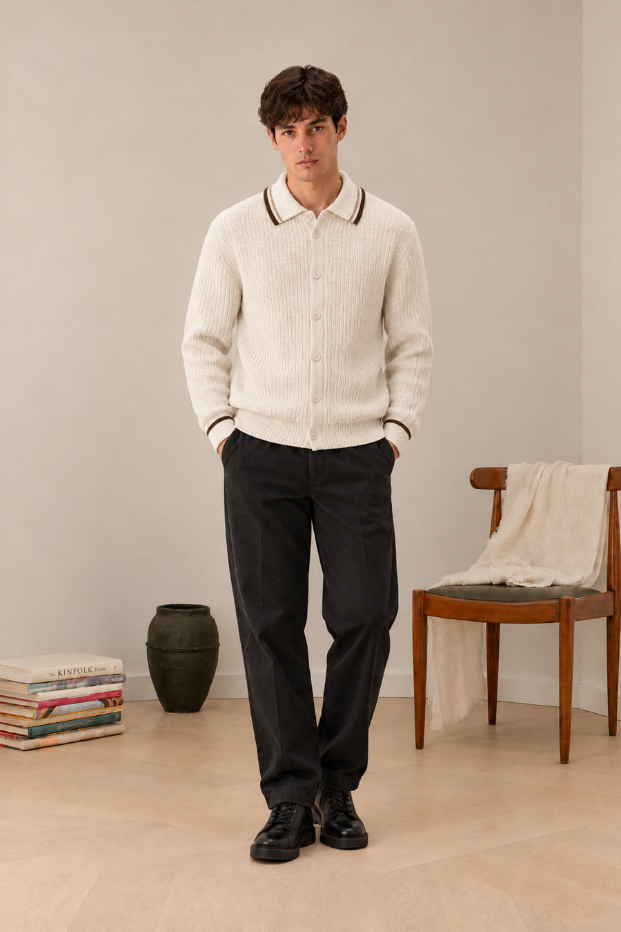 Ivory White Button Down Cardigan