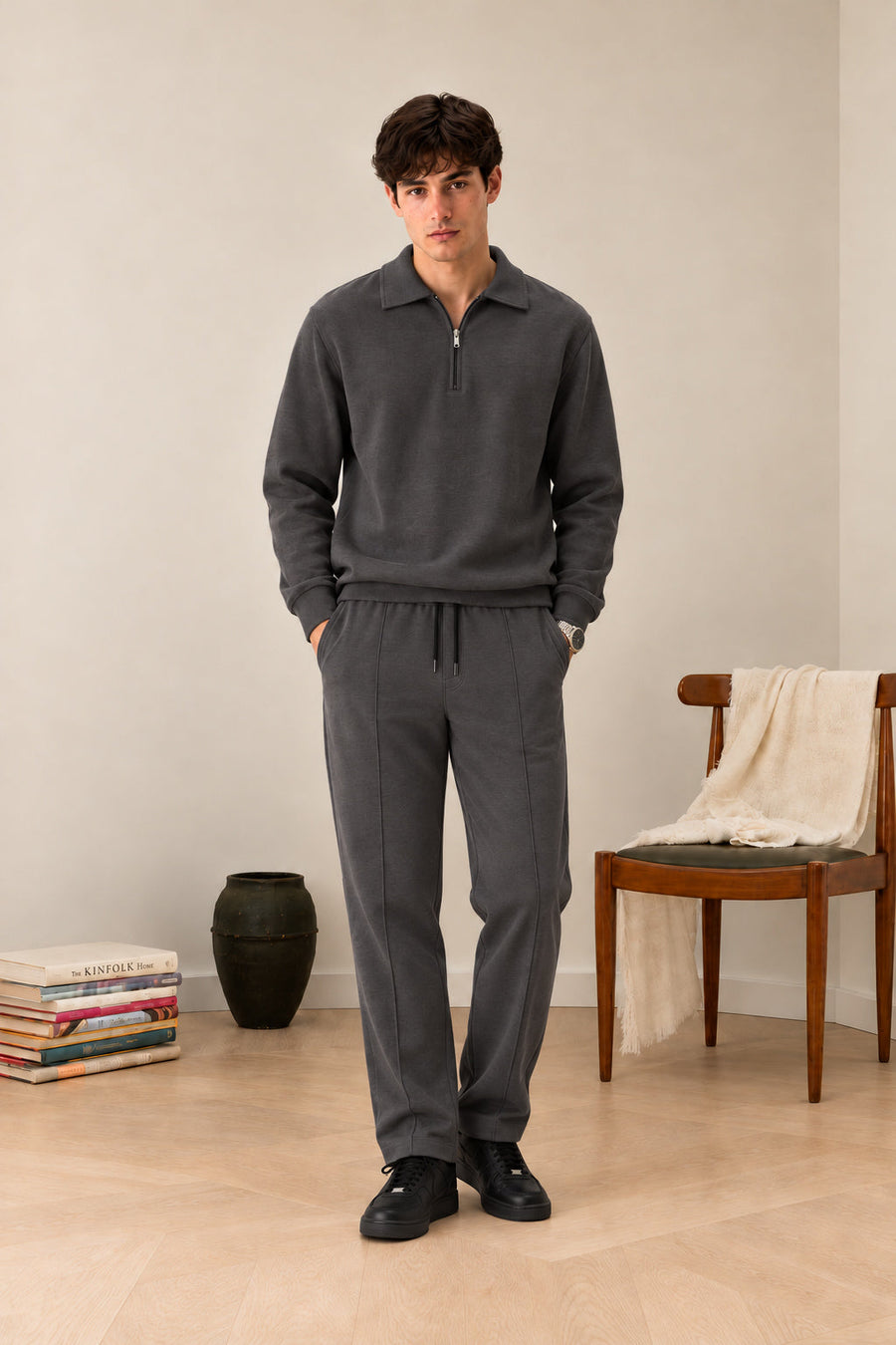 Deep Grey Interlock Co-ord Set