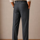 Grey Side Elasticated Double-Pleat Straight Dress Pants