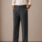 Grey Side Elasticated Double-Pleat Straight Dress Pants