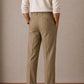 Camel Double-Pleat Straight Dress Pants