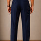 Navy Double-Pleat Straight Dress Pants