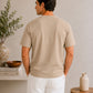 Beige V-neck Henley - Men