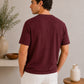 Maroon V-neck Henley - Men