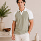 Mint and White Contrast Raglan Polo - Men