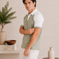 Mint and White Contrast Raglan Polo - Men