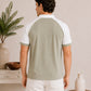 Mint and White Contrast Raglan Polo - Men