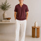 Maroon V-neck Henley - Men