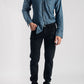 Blue Denim Shirt Band Collar