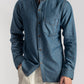 Blue Denim Shirt Band Collar