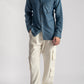 Blue Denim Shirt Band Collar