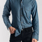 Blue Denim Shirt Band Collar