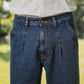 Dark Blue Urban Pleat Relaxed Jeans