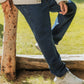 Dark Blue Urban Pleat Relaxed Jeans