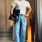 Dark Blue Urban Pleat Relaxed Jeans