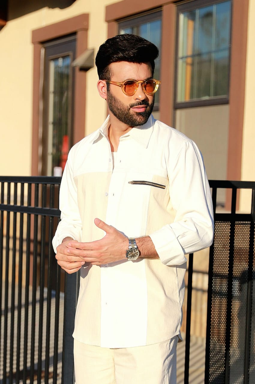 Two tone Beige Shirt
