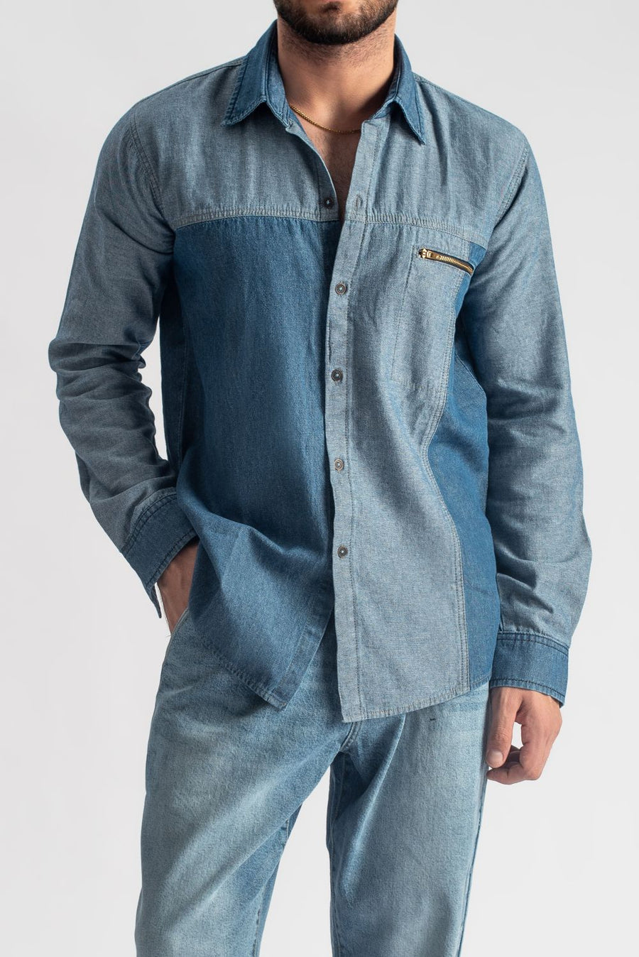 Two tone Blue Shirt