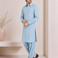 Sky Blue French Collar Kameez Shalwar - Men