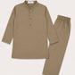 Sand Beige Blended Kurta Trouser - Kids