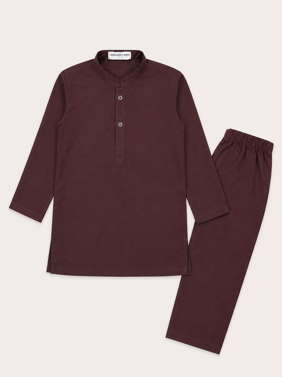 Mahogany Blended Kurta Trouser - Kids