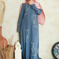 Mist Blue Embroidered Abaya