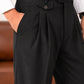 Black Coin-Pocket Relaxed Dress Pants