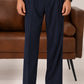 Navy Elasticated Double-Pleat Relaxed Dress Pants