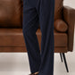 Navy Elasticated Double-Pleat Relaxed Dress Pants