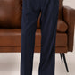 Navy Elasticated Double-Pleat Relaxed Dress Pants