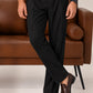 Black Elasticated Double-Pleat Relaxed Dress Pants