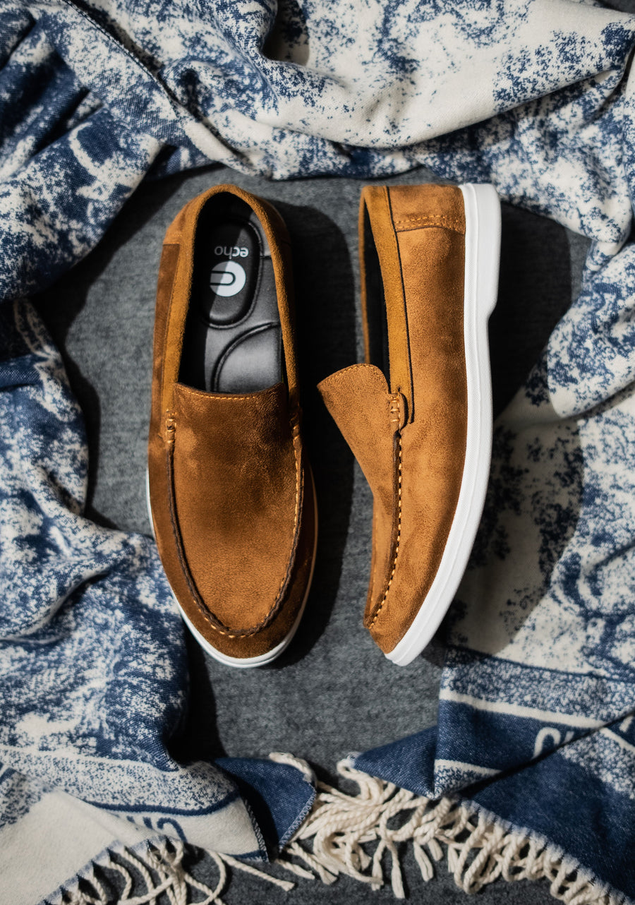 Mustard Suede Penny Loafers