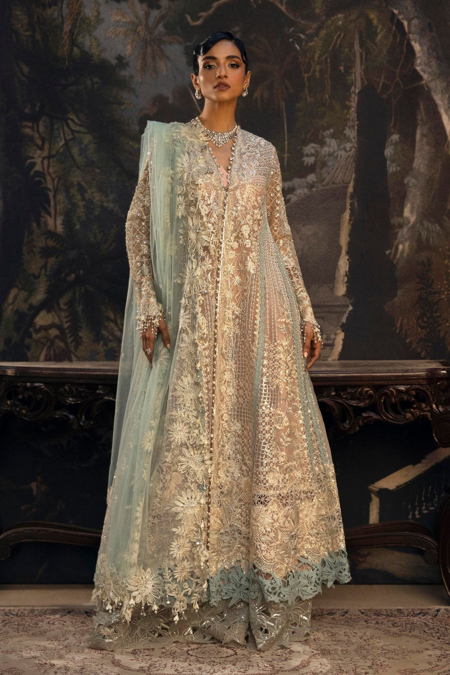 Unstitched Organza 3 Piece Suit