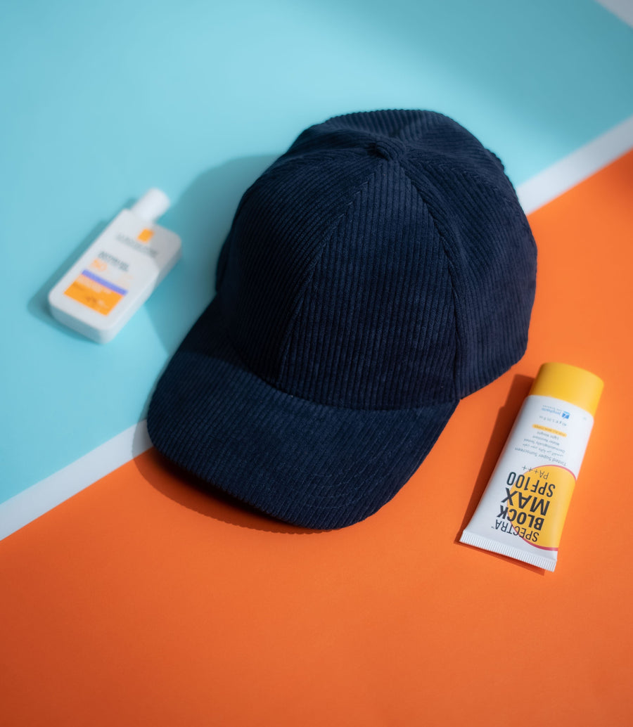 Navy corduroy Cap -PK02