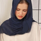 Navy Blue Crinkle Silk Hijab