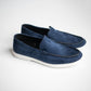 Navy Blue Suede Penny Loafers