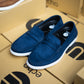 Navy Blue Tie Suede Penny Loafers