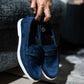 Navy Blue Tie Suede Penny Loafers